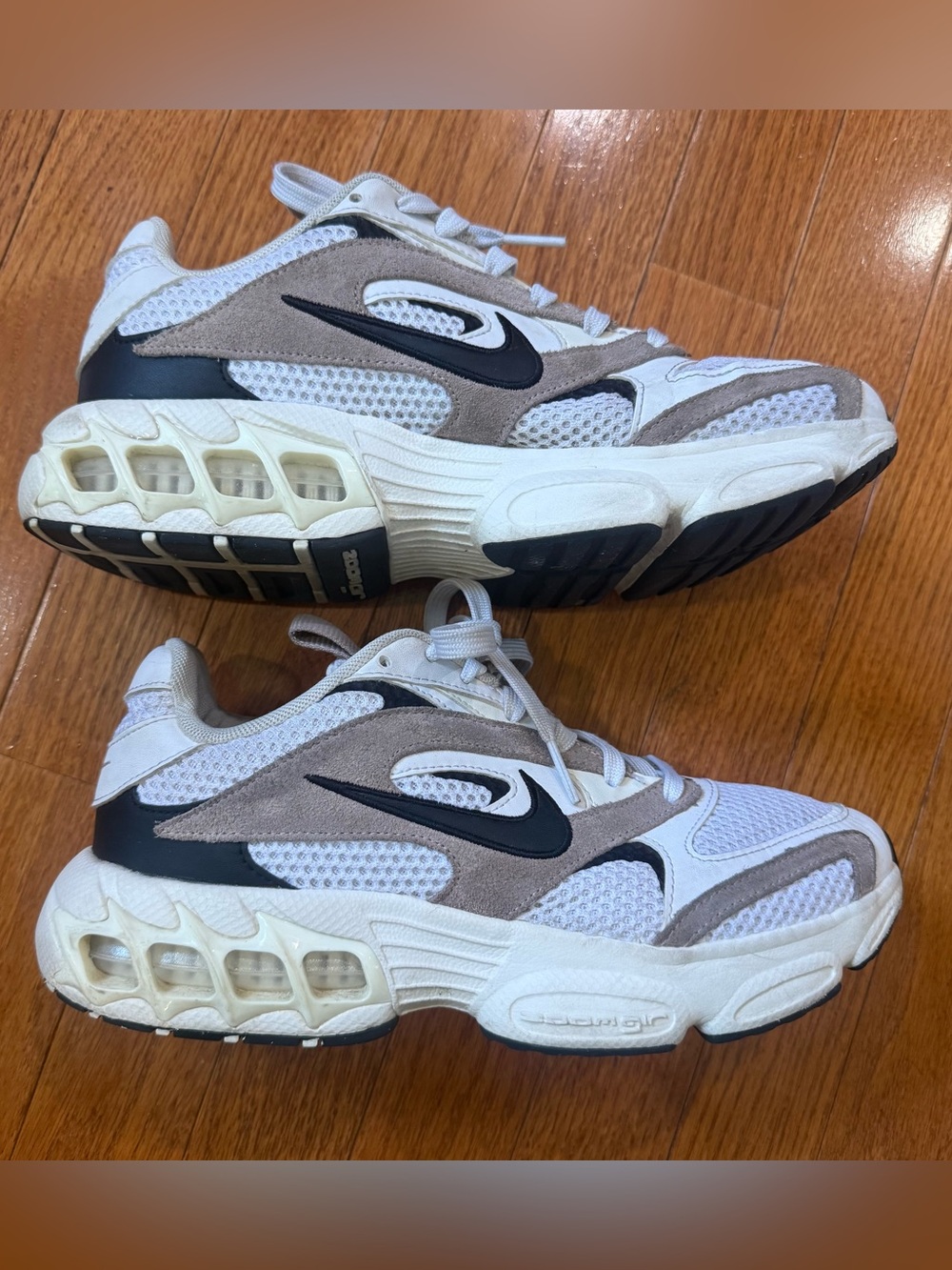 Nike Womens 8.5 Air Zoom Fire White Taupe Sneakers Chunky Shoes Mesh FN3483-100 - Picture 5 of 10